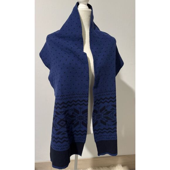 Banana Republic NWT blue snow flake polka dot print scarf wool cotton blend